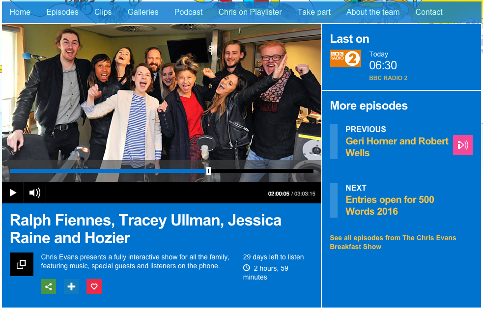 Hozier on BBC2 Chris Evans Breakfast Show 
